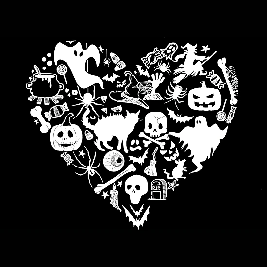LA Pop Art Men's Cotton/Poly Blend Word Art T-Shirt - Halloween Heart