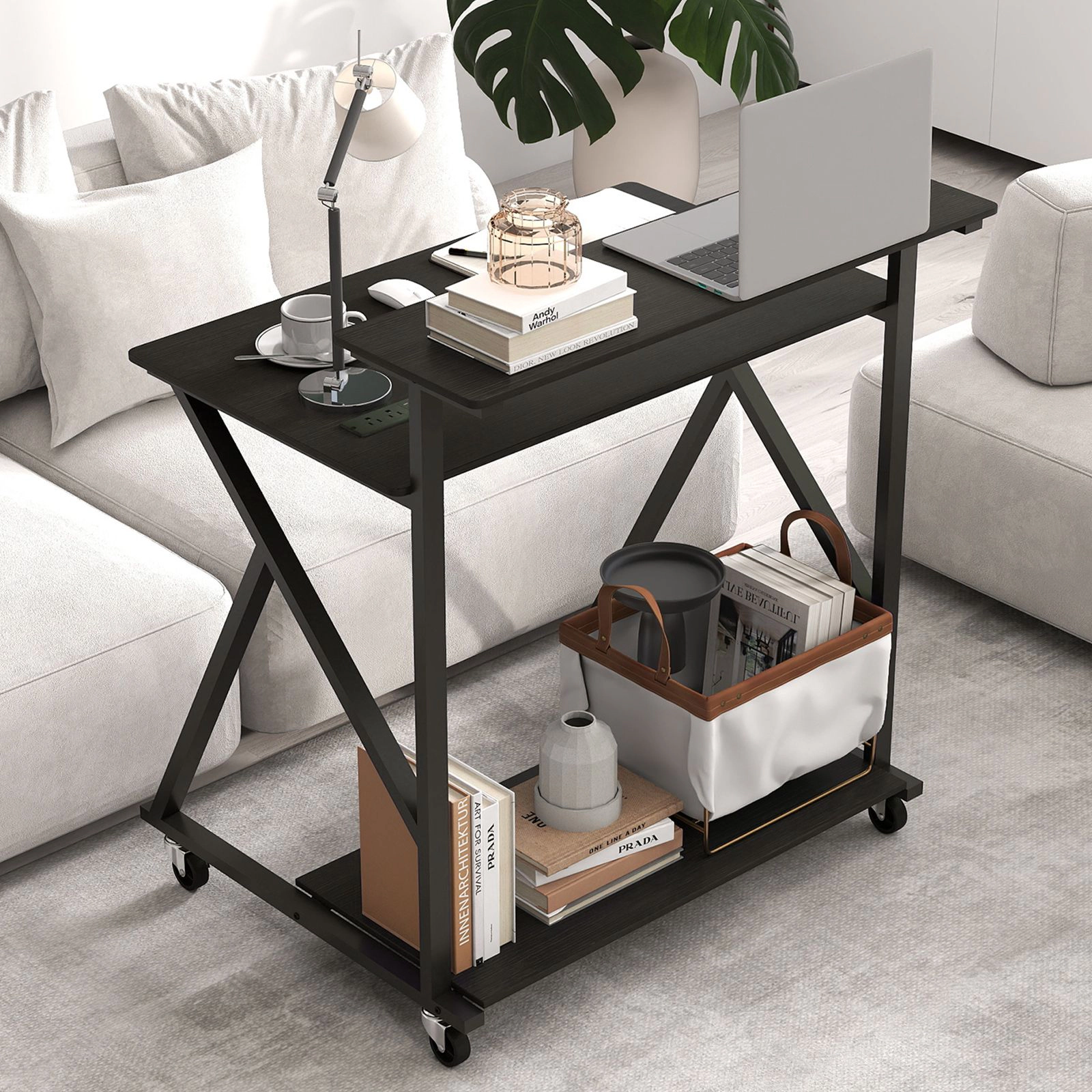 SlickBlue Unisex 32 Inch Rolling Computer Desk with Power Outlets
