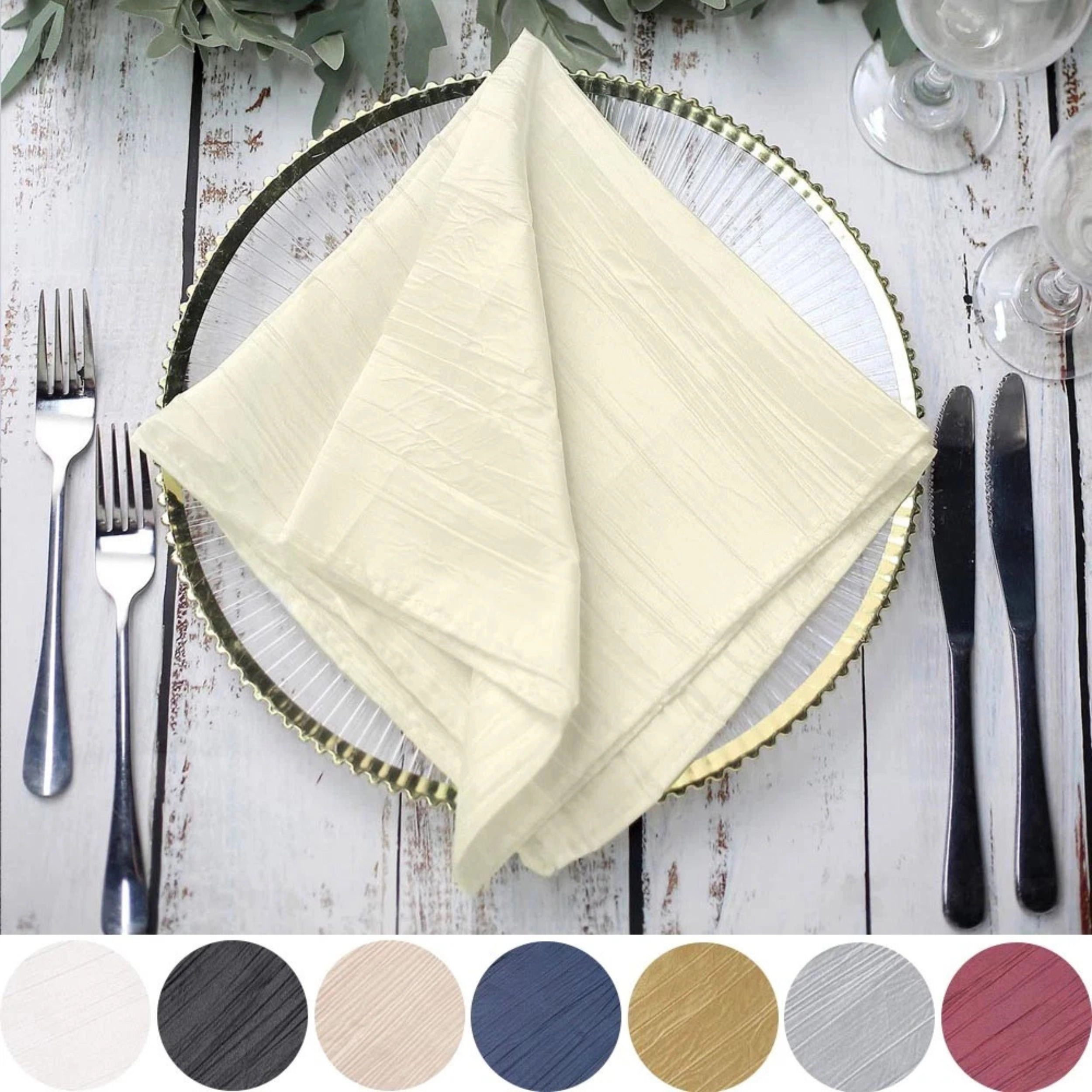 Home Collection Set of 5 20-Inch Crinkle Taffeta Dinner Napkins
