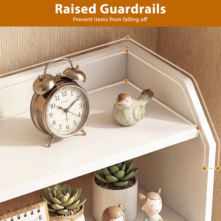 Hivvago 3-Tier Desktop Bookshelf Wooden Countertop Bookcase with Raised Top Guardrails