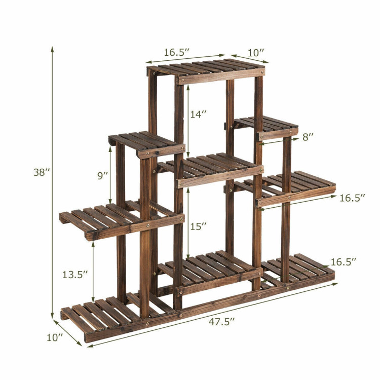 Hivvago 6-Tier Flower Wood Stand Plant Display Rack Storage Shelf