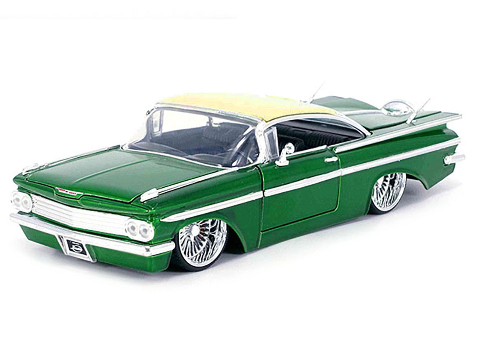 Jada 1959 Chevrolet Impala Lowrider Green Metallic with Cream Top and DUB Wire Wheels "Street Low" Series 1/24