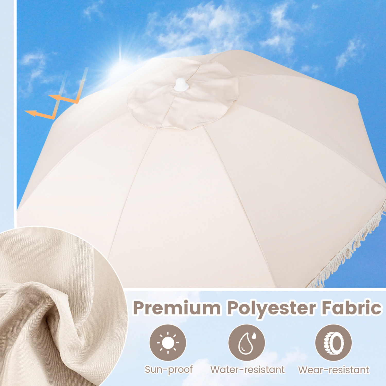 SlickBlue 6 FT Outdoor Patio Umbrella with Tilt Function and Tassel Design