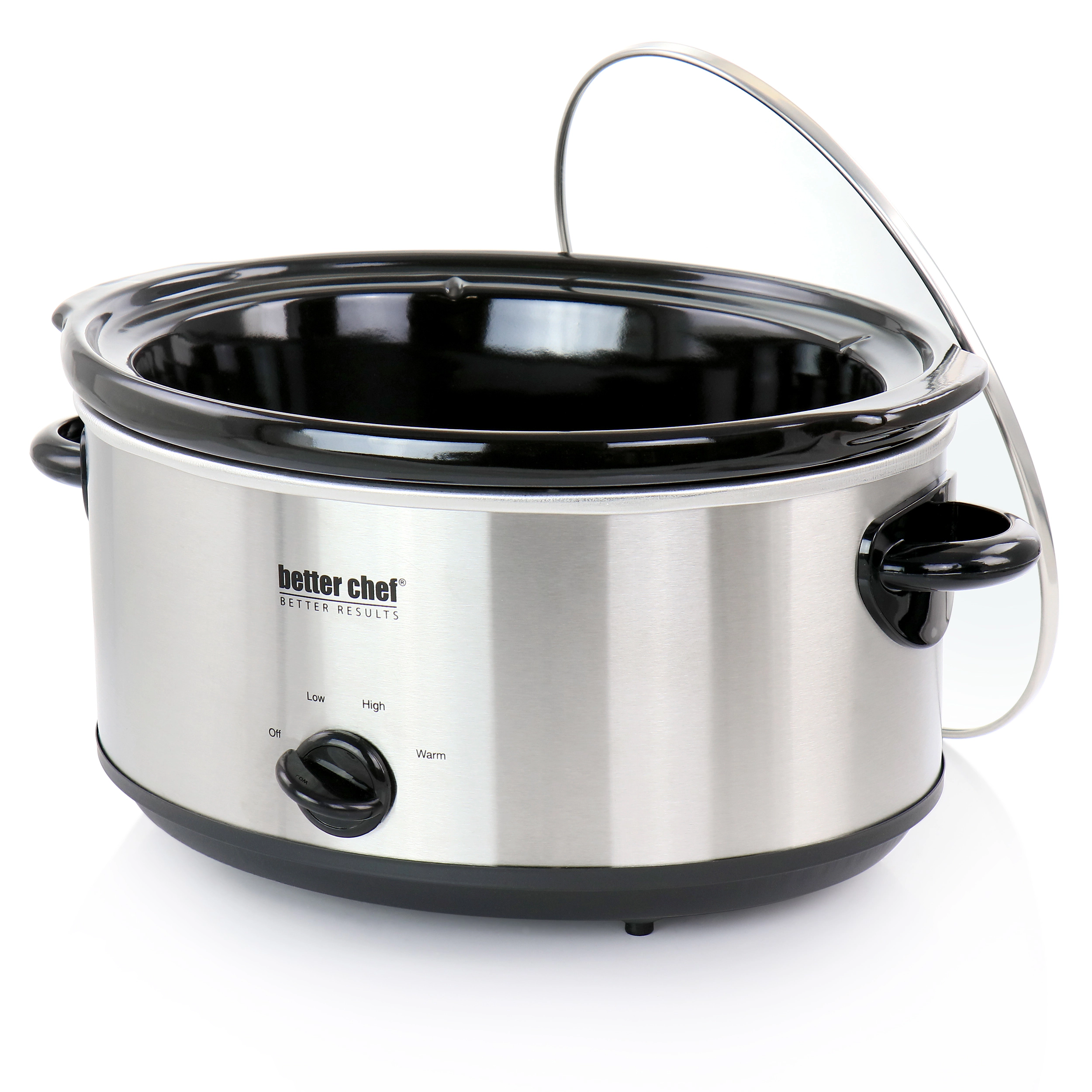 Better Chef 6 Quart Oval Slow Cooker with Removable Stoneware Crock in Stainless Steel