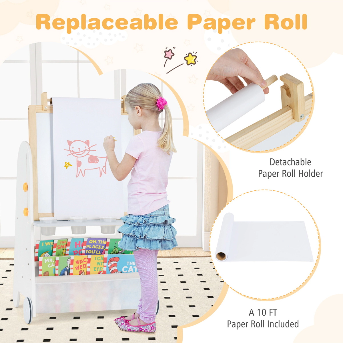 SUGIFT 4-in-1 Toddler Activity Table Easel Set with Magnetic Whiteboard & Chalkboard 165-lb Stool Capacity Ages 3+ Gray