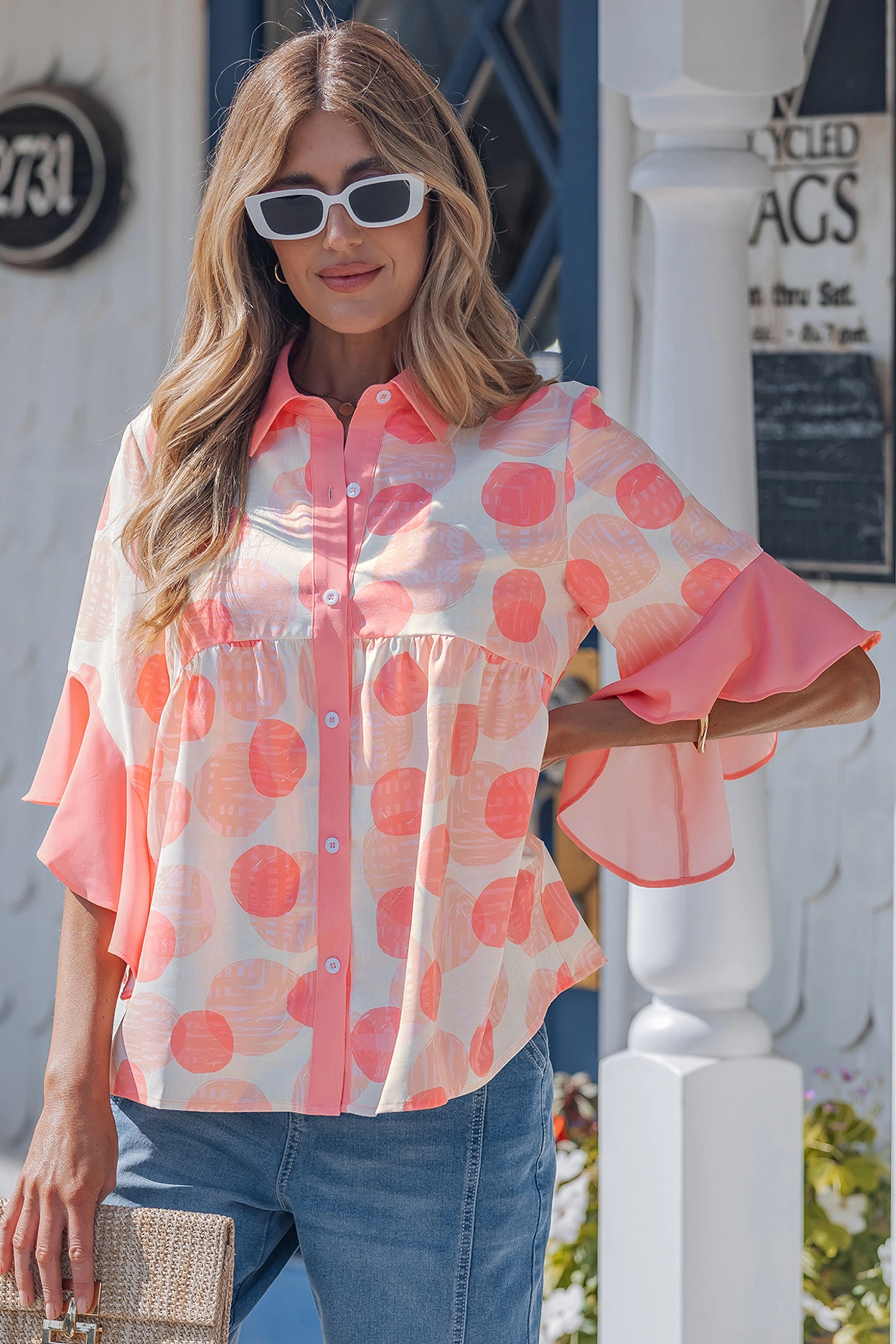Threaded Pear Womens Angelica Short Sleeve Babydoll Shirt