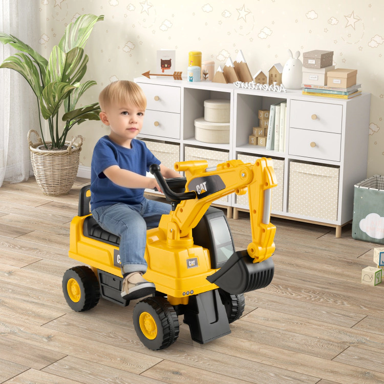 Hivvago Licensed Caterpillar Kids Ride-On Digger-Yellow