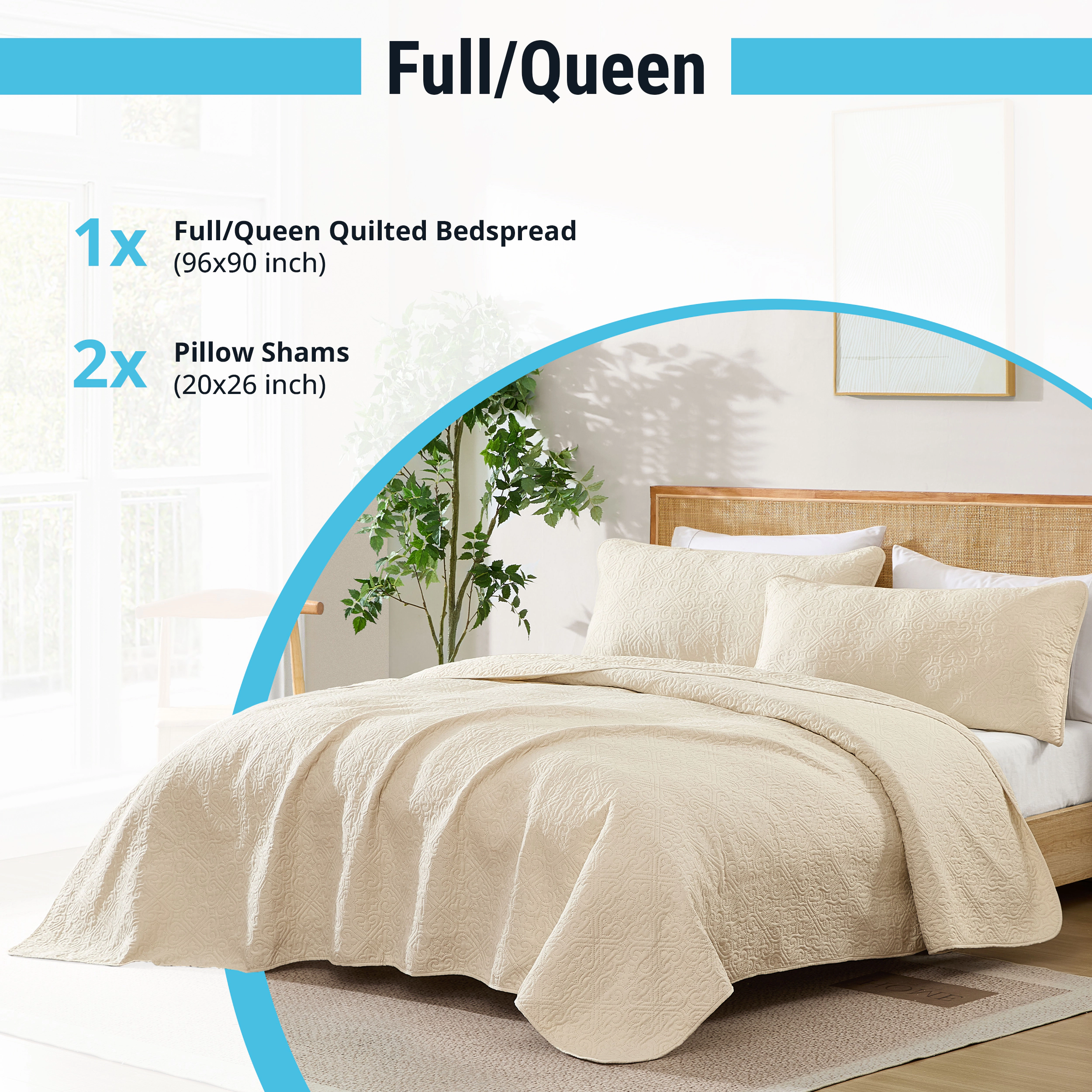 HLC.ME Lorenzo - 3 Piece Quilt Set, Lightweight Bedspread Coverlet Set
