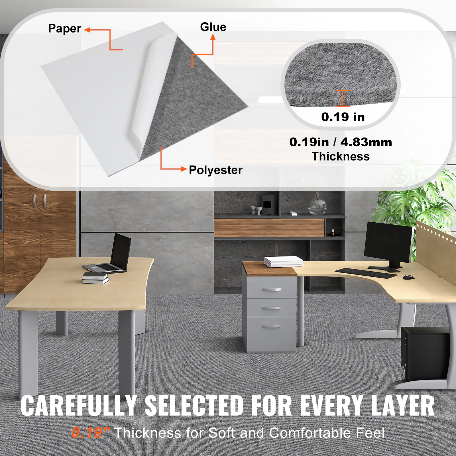 HONGGE Self Adhesive Carpet Tiles Soft Padded Floor for Easy DIY Living Room