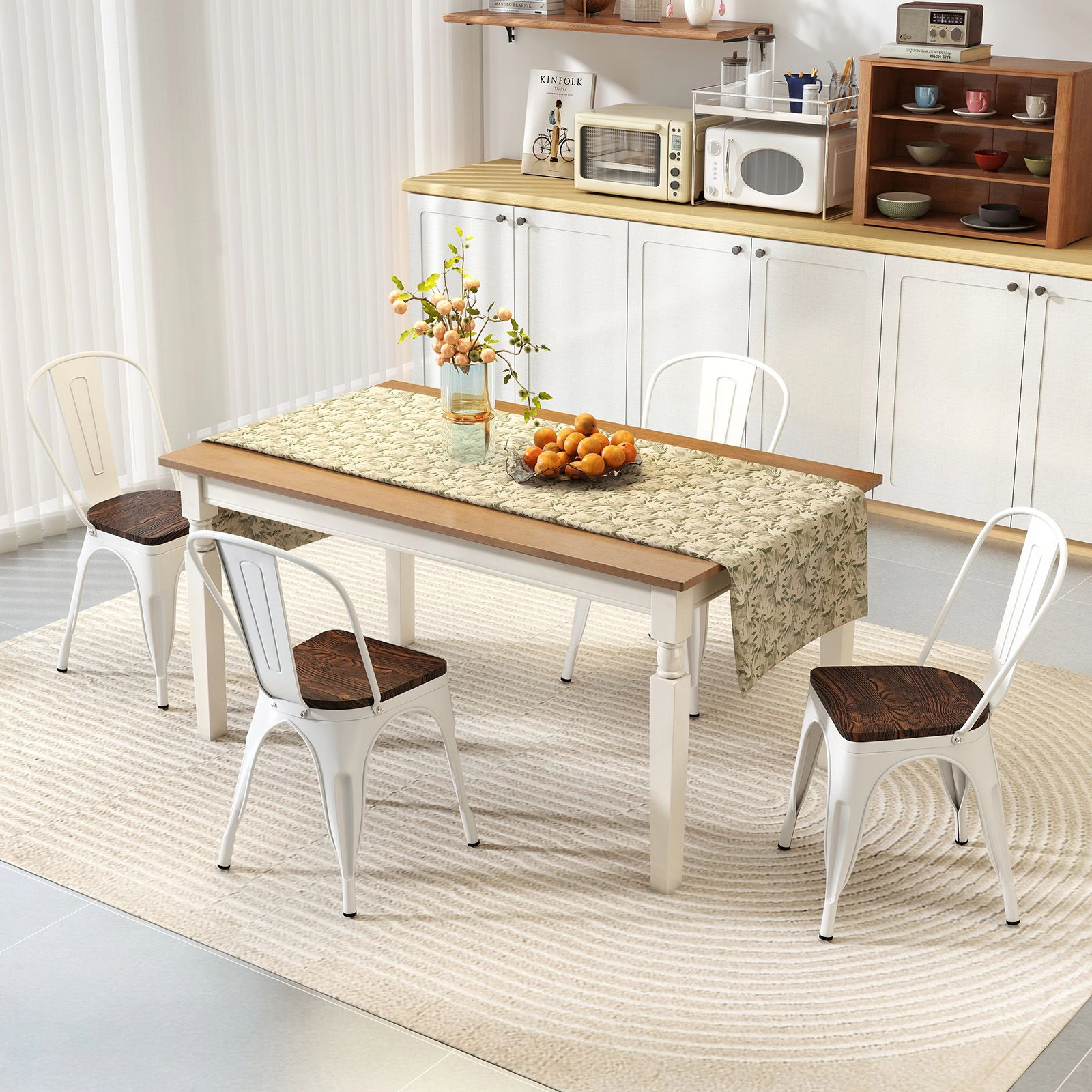 SlickBlue Stackable Metal Dining Chairs Set of 4 with High Back