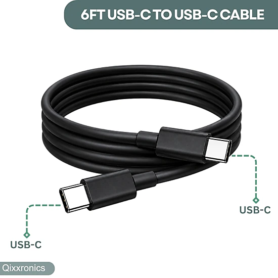 Qixxronics 3PCS 6FT USB-C to USB-C Charging Cable for iPhone 16 E/17/Air/15/Pro/Plus/Pro Max, MacBook, iPad Pro /Air