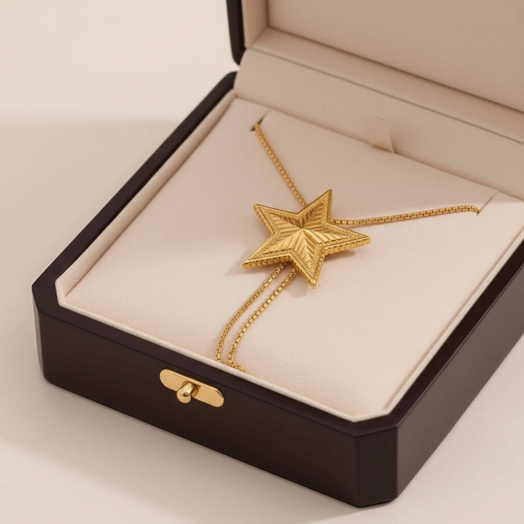 DressAtR Women's Star 18K Gold Plated Slider Necklace