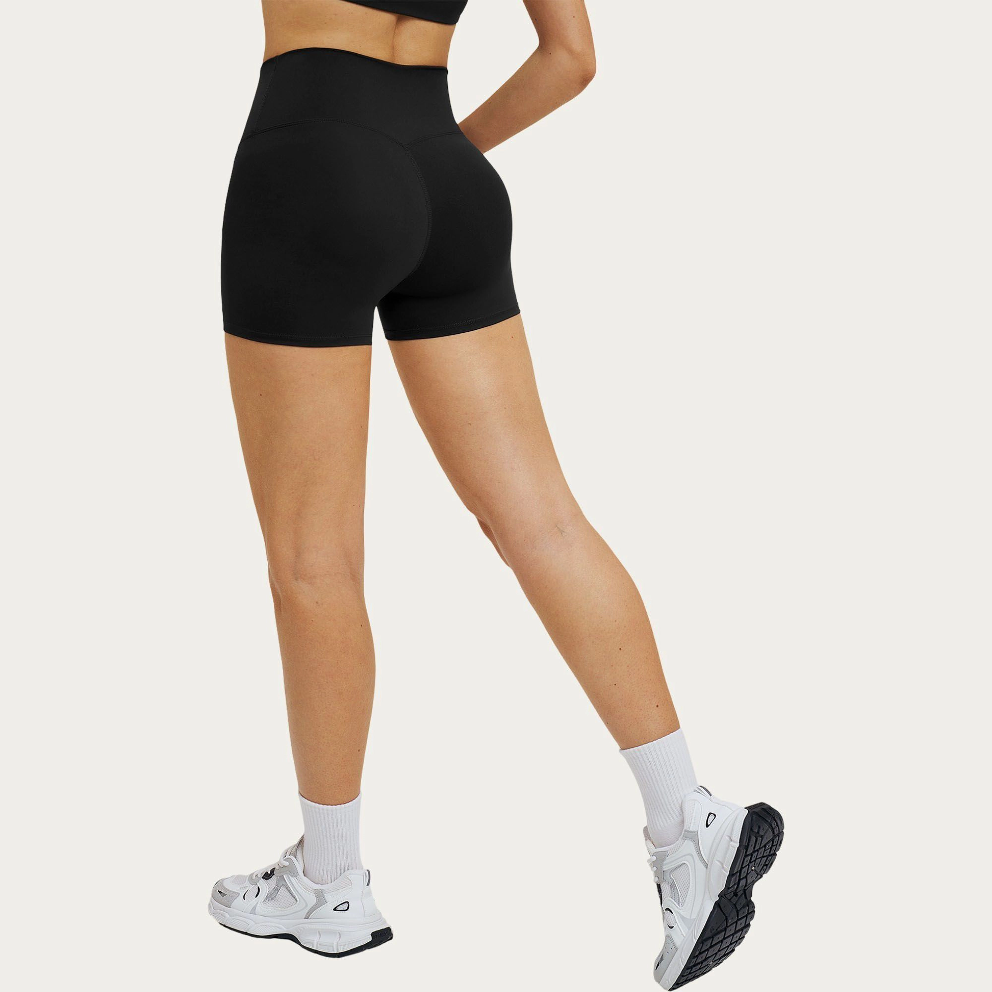 Anna-Kaci Women's High Waist Crossover Workout Biker Shorts Stretch Athletic Yoga for Training Fitness