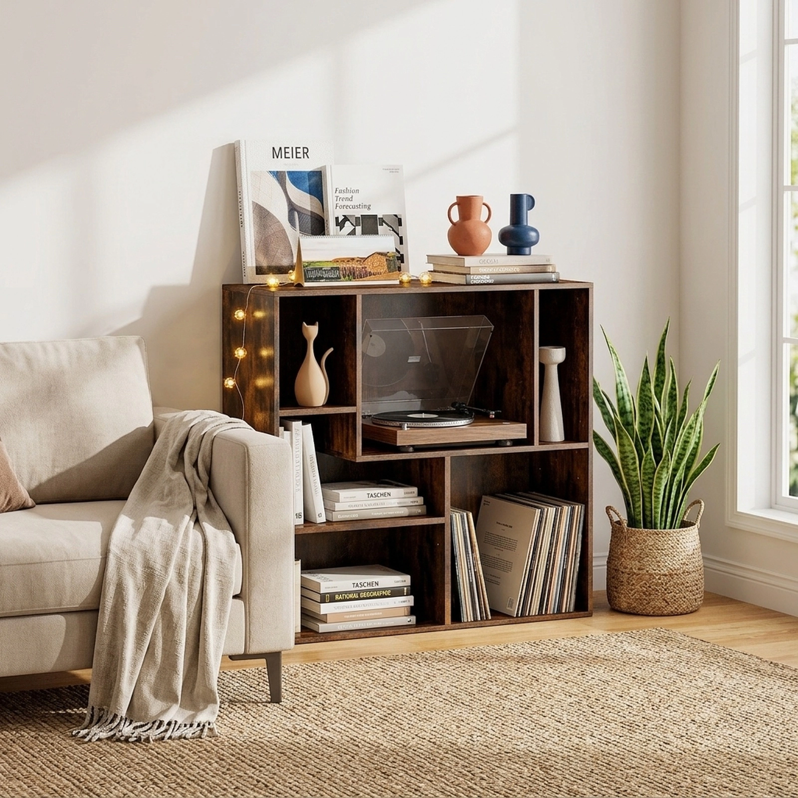 SUGIFT Set of 2 3-Tier Cube Bookcases with Adjustable Shelves