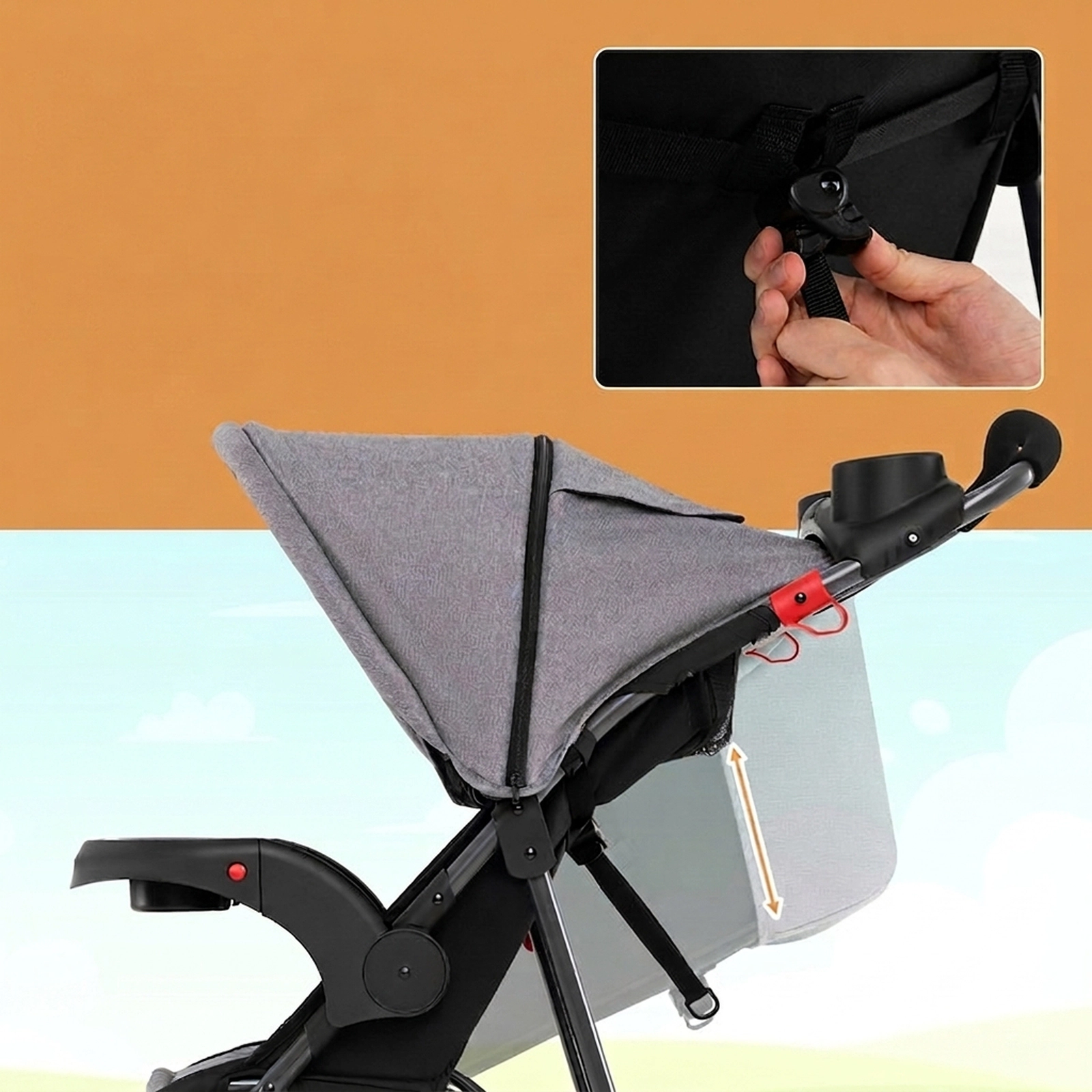SUGIFT Baby Gray Foldable Jogging Stroller with Detachable Tray and Air-Filled Tires 45-in W 33-lb Seat Capacity