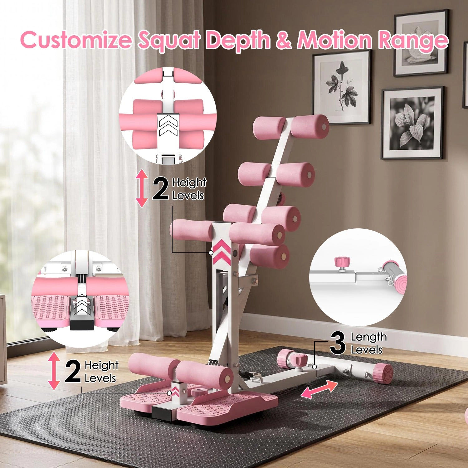 GBruno Adjustable Deep Squat Machine With Bands