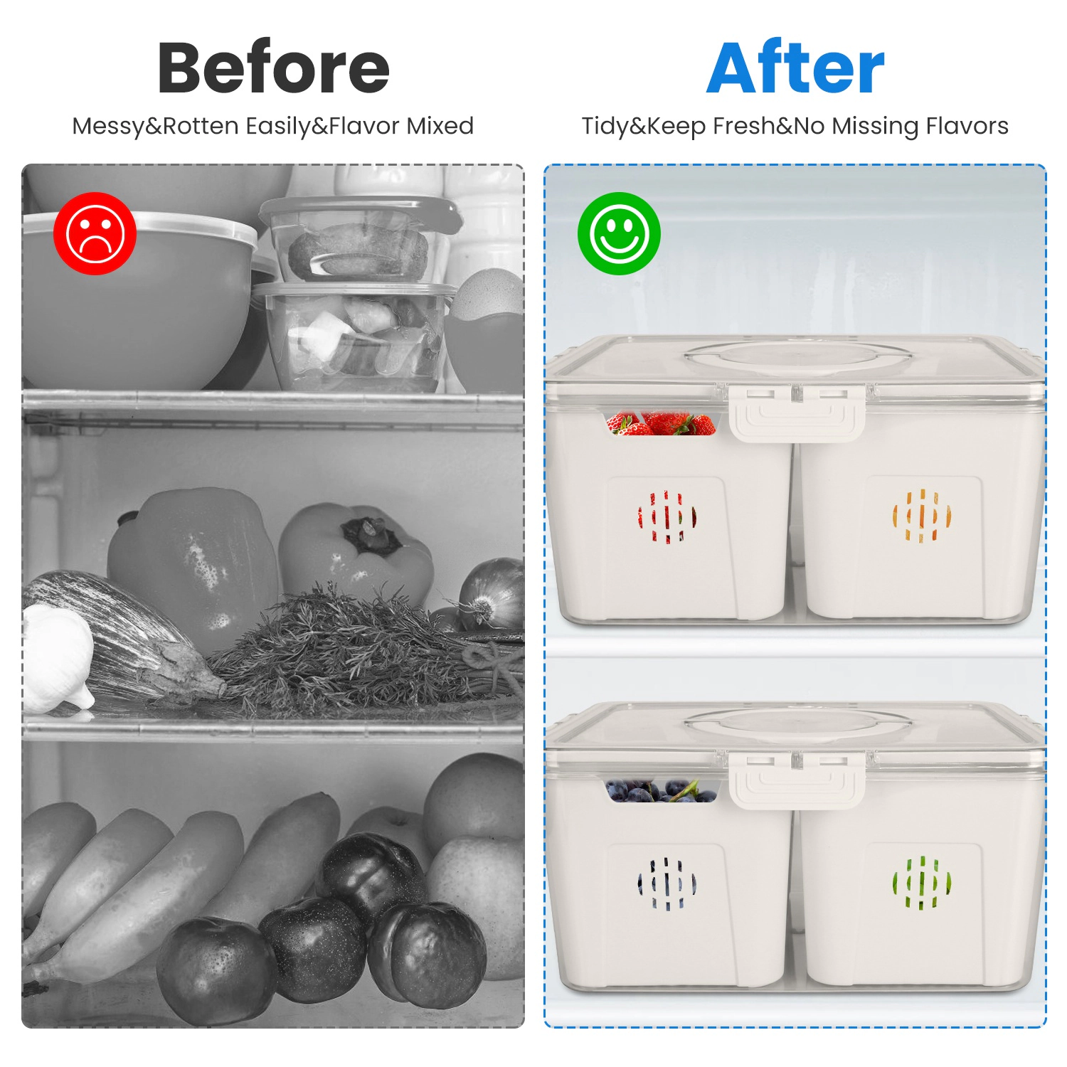 GBruno 2-Pc 4-Compartment Fruit Storage Containers
