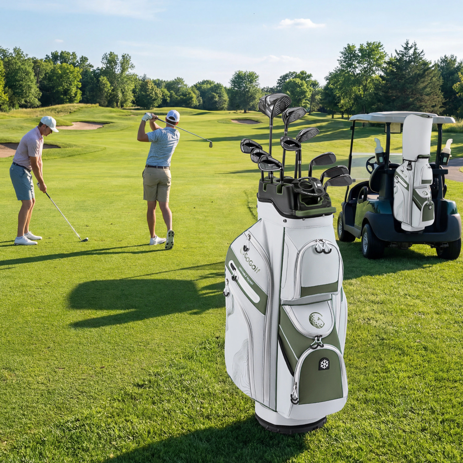 LJG Molded Lock Top Golf Cart Bag with 14-Way Full Length Dividers and 11 Pockets