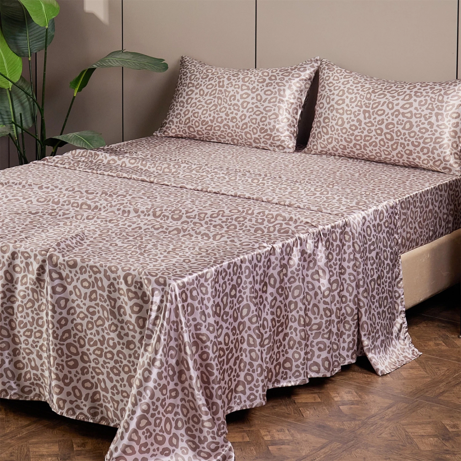 SS Design Queen Size Leopard Print Luxury Bed Sheets Set