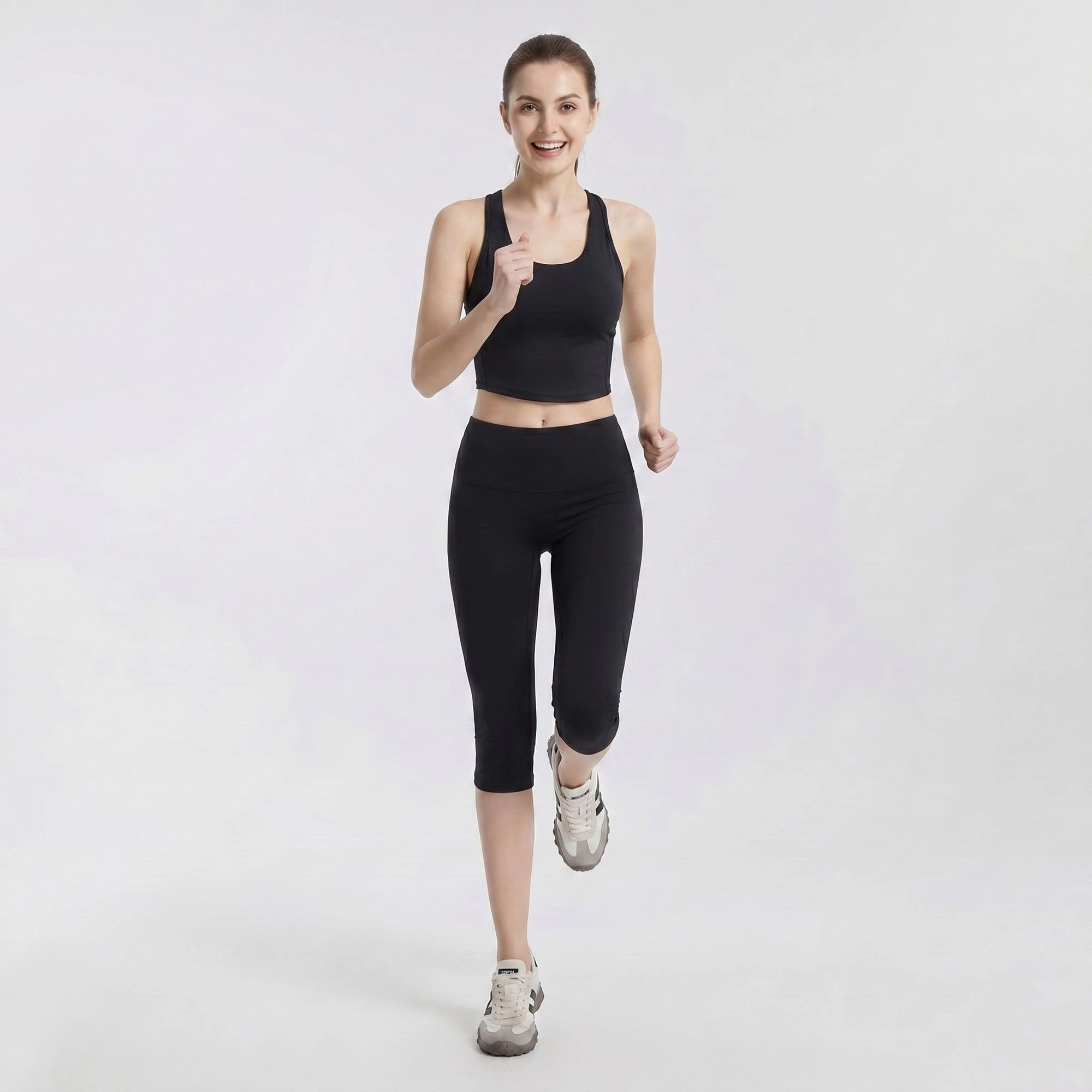 Anna-Kaci Women's High-Waist Capri Leggings with Wide Waistband Smooth Stretch Pull On Workout Yoga Pants