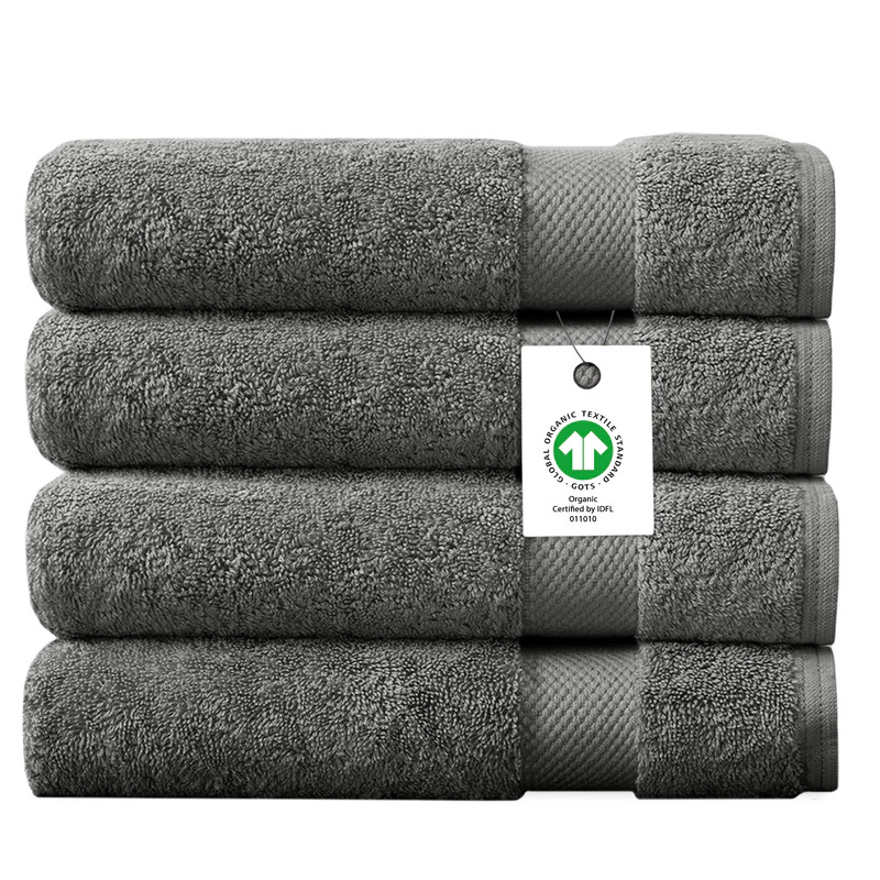 Delara Organic Cotton Luxuriously Plush Bath Sheet Pack of 4 GOTS and OEKO-TEX Certified Premium Hotel Quality Towels
