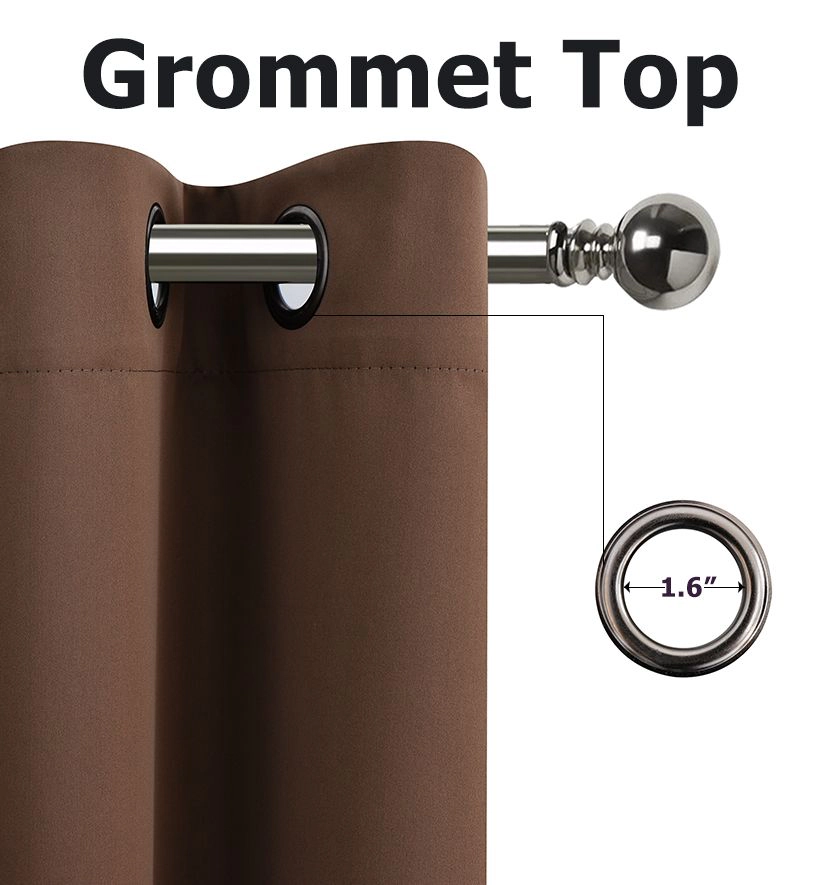 Kate Aurora Brown 2 Piece Grommet Top Blackout Curtain Panels For Extra Long Windows