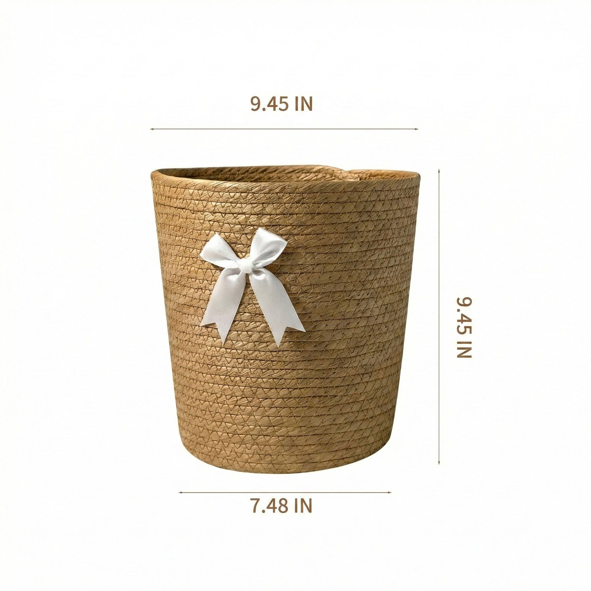 Alilang Unisex Woven Round Storage Basket Decorative Rope Organizer with Bow Accent and Open Top Design