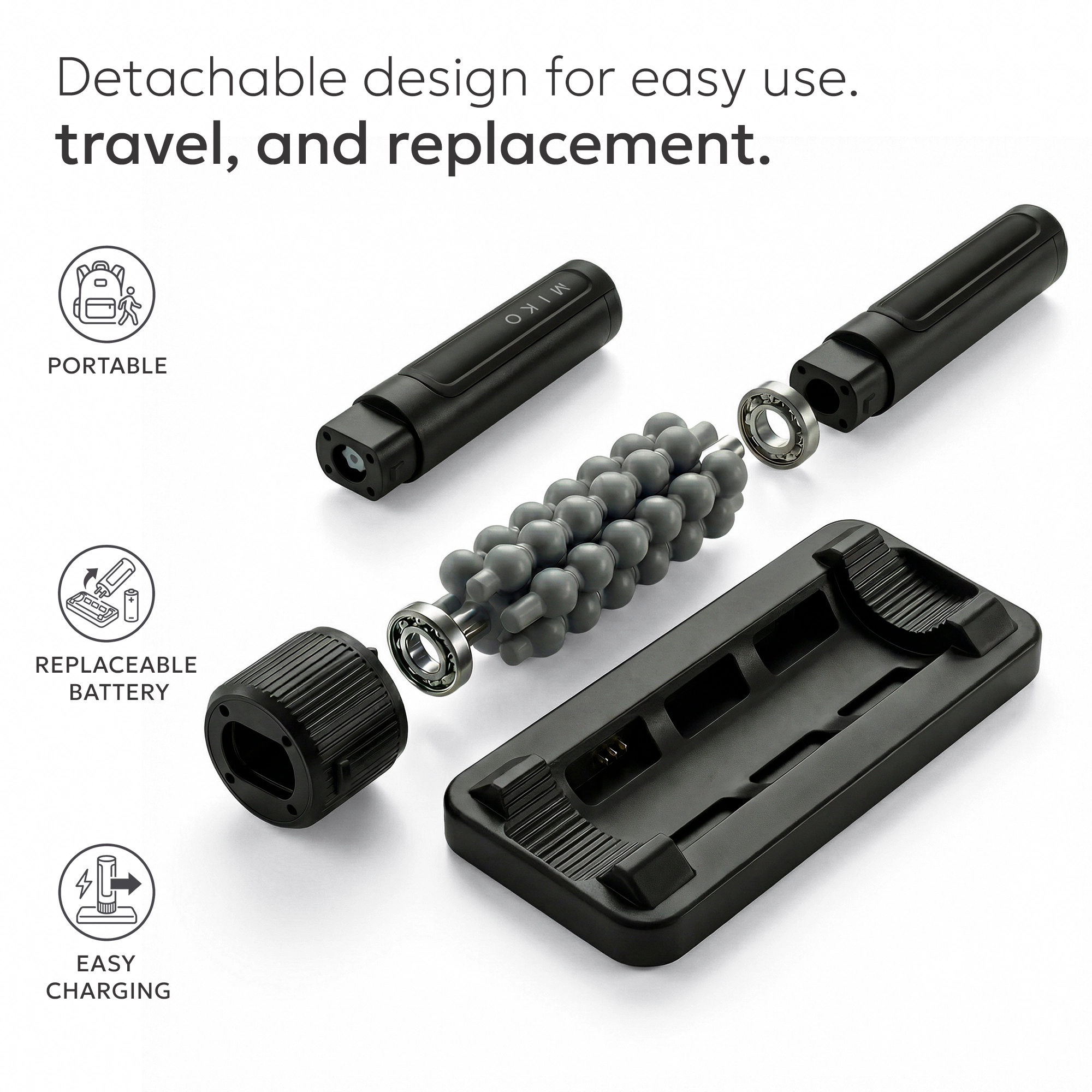 Miko Swift Hands-Free Rolling Percussive Massager for Muscle Recovery, Tension Relief, and Relaxation