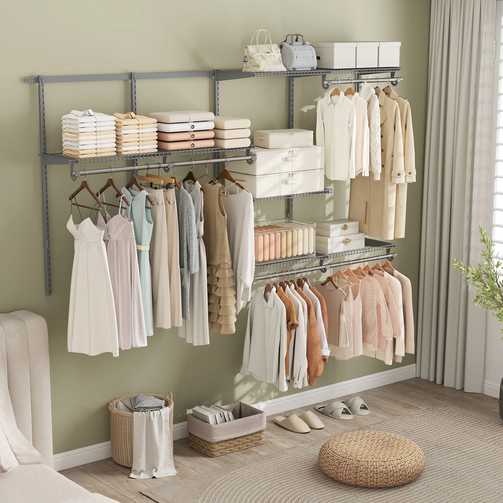 SlickBlue Wall Mounted Closet System 4 to 8 FT Adjustable Organizer