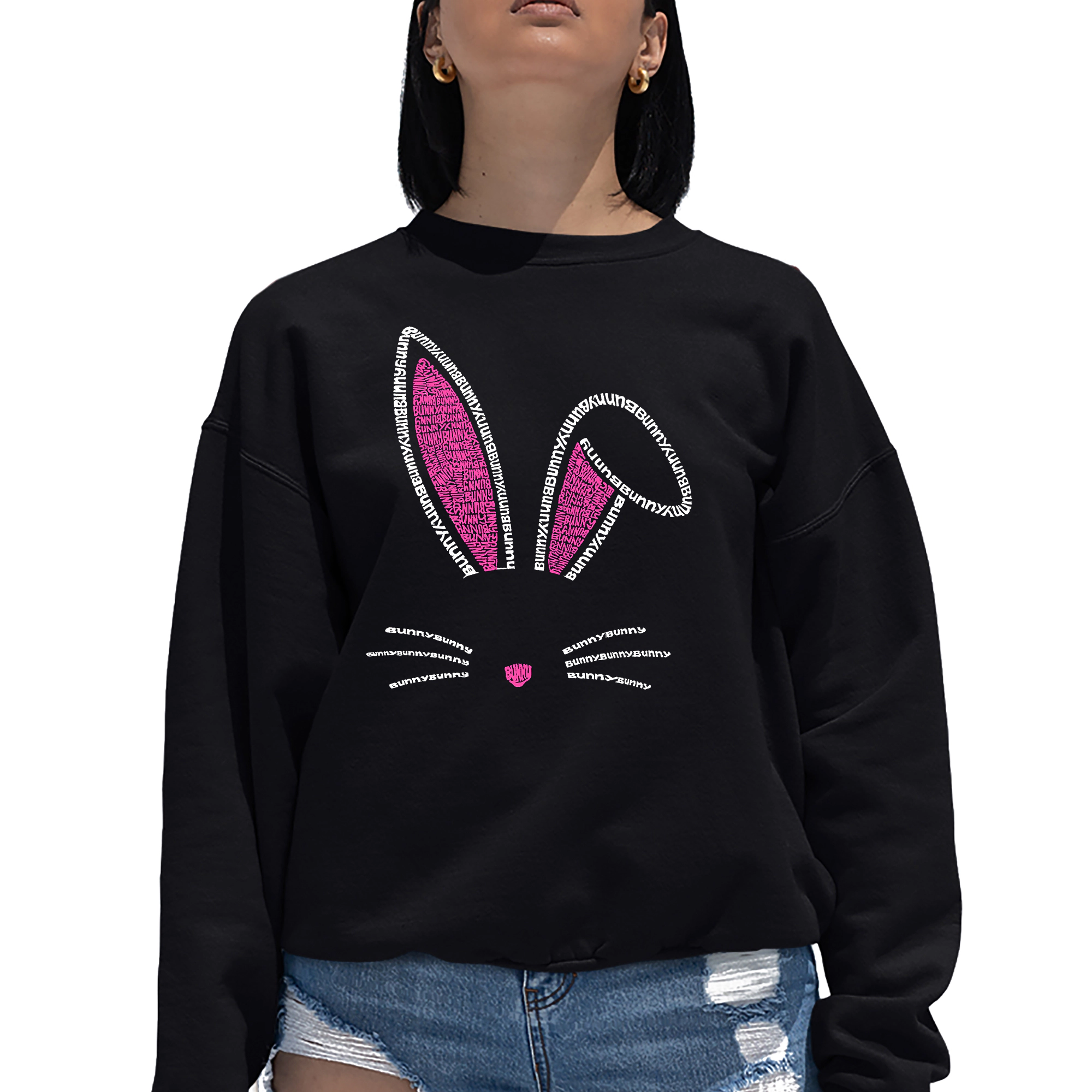 LA Pop Art Bunny Ears - Women's Word Crewneck Sweatshirt
