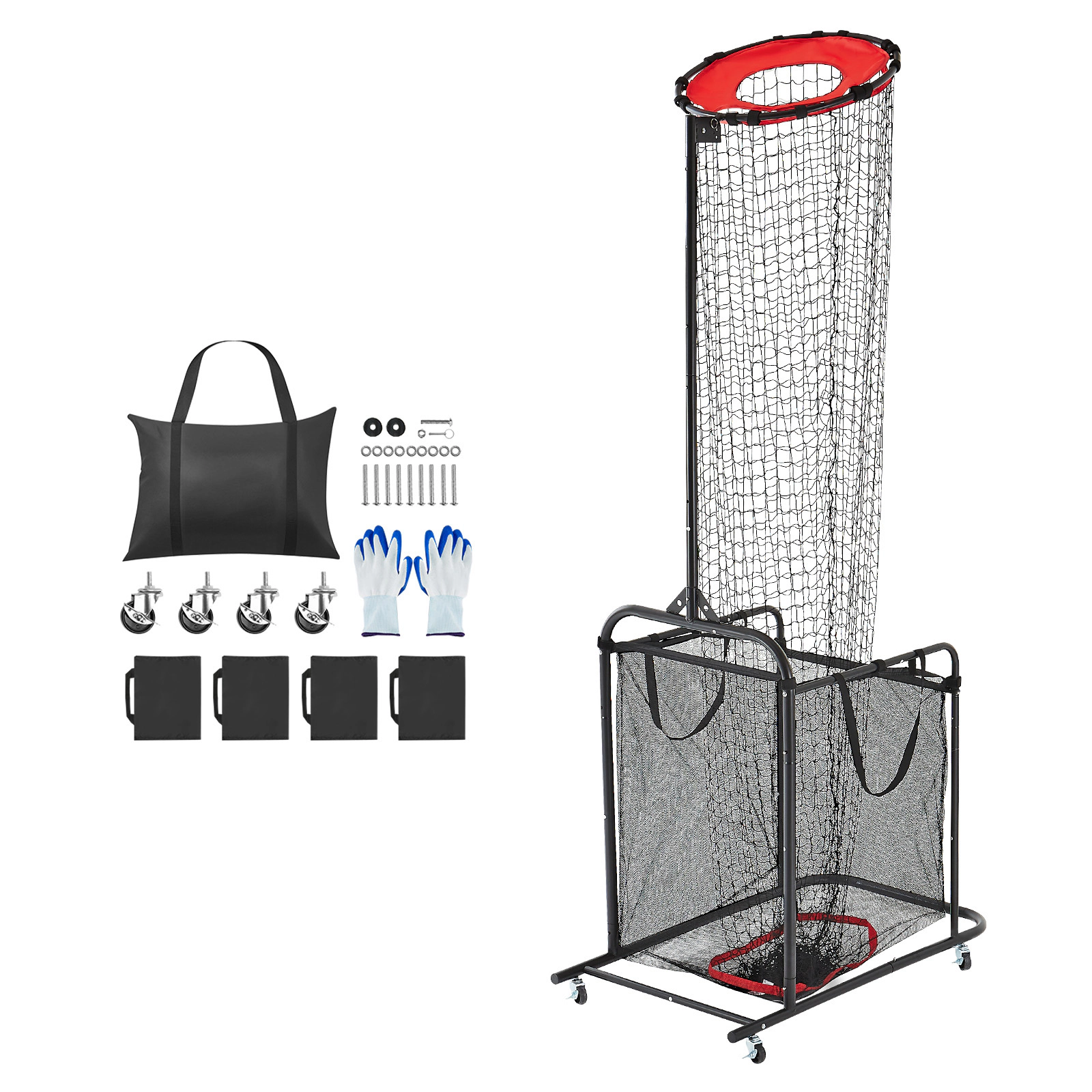 HONGGE Volleyball Setter Training Net with Locking Wheels, Angle & Height Adjustable 6.3-10.8 ft, Cart Trainer