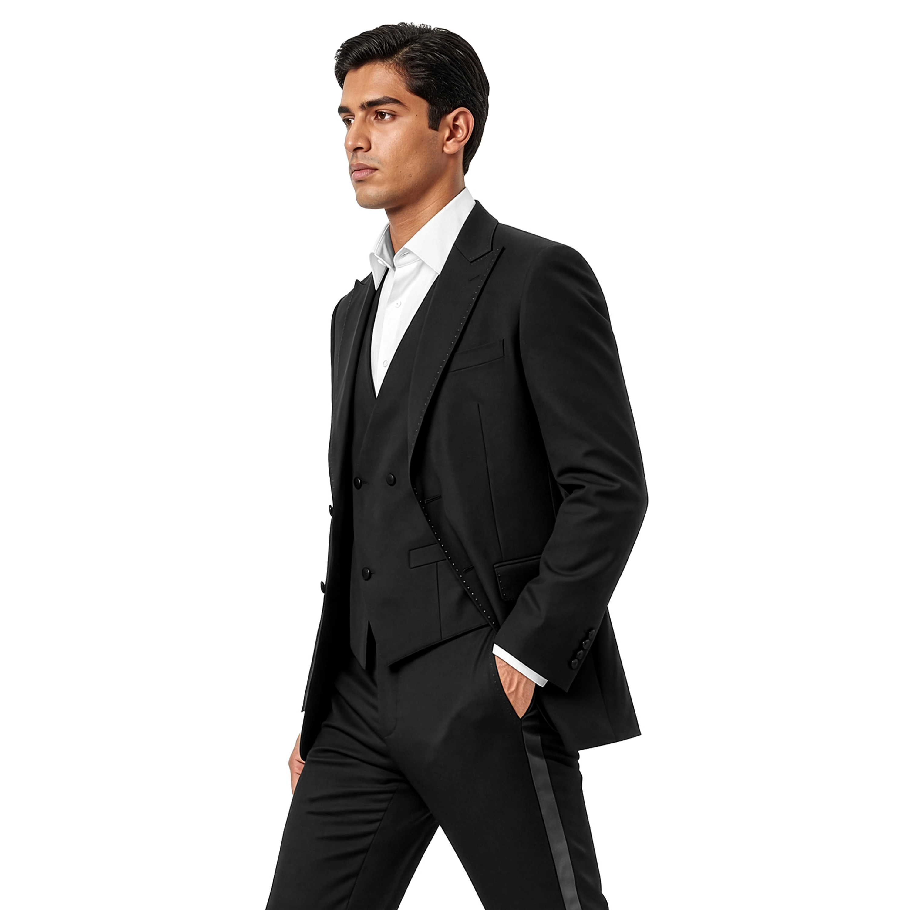 Tazzio Men's Flared Pants Skinny Fit 3pc Tuxedo Set, Pick Stitch