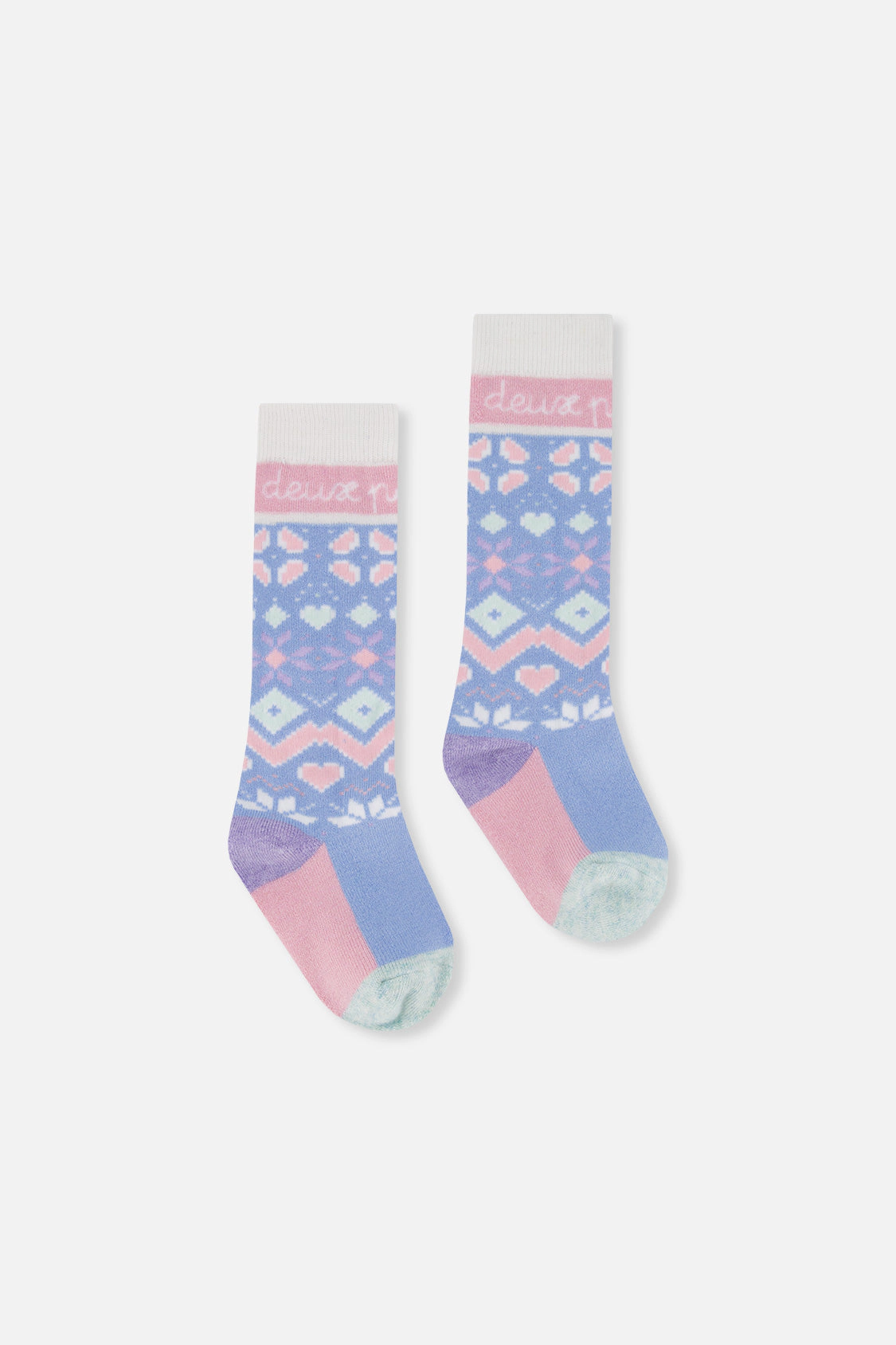 Deux par Girls Fair Isle Cushioned Ski Socks