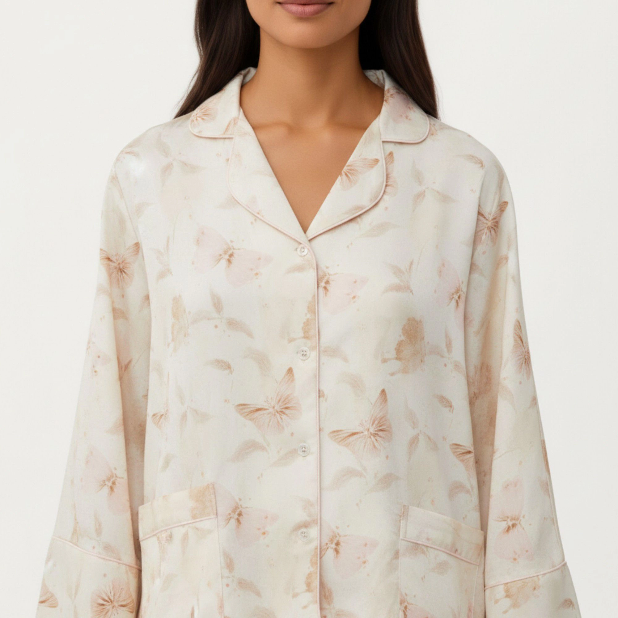 Anna-Kaci Women's 2-Piece Floral Print Button Front Pajama Top with Wide Cuff Sleeves and Matching Relaxed Fit Pants