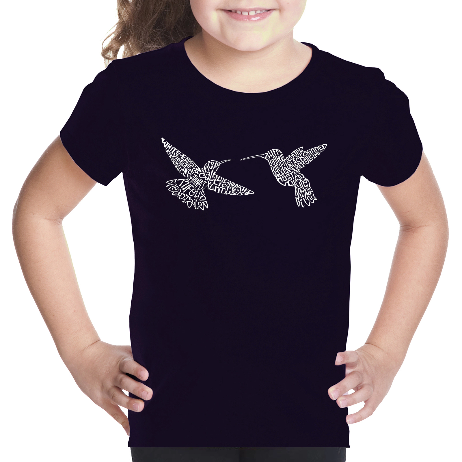 LA Pop Art Girls Word T-Shirt - Hummingbirds