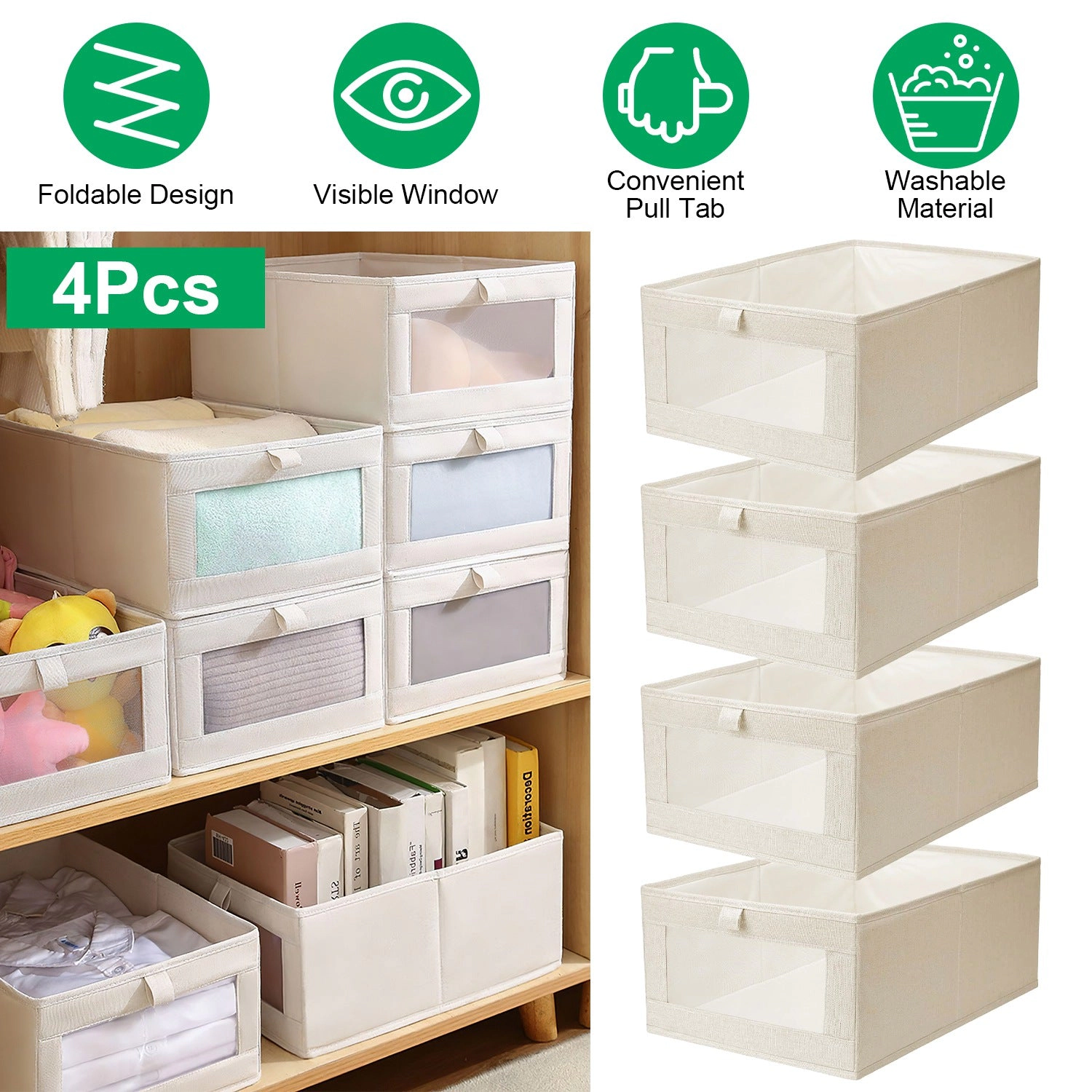 GBruno 4-Piece Foldable Linen Storage Bins