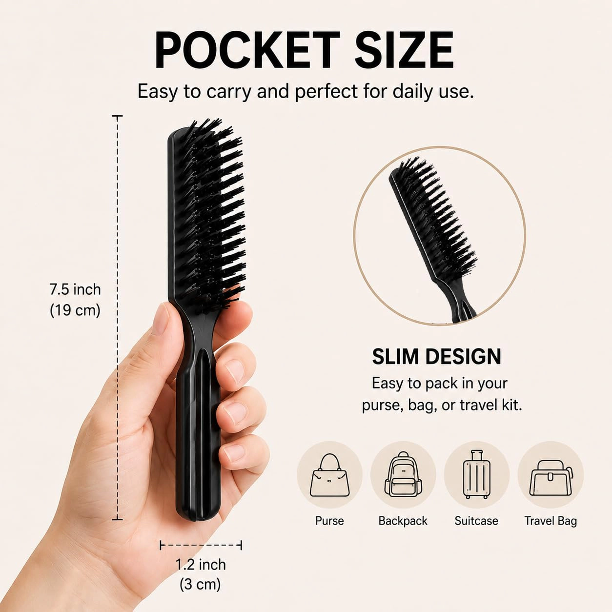 Prism Edge Unisex 2 Pack Bristle Hair Brush Set Black