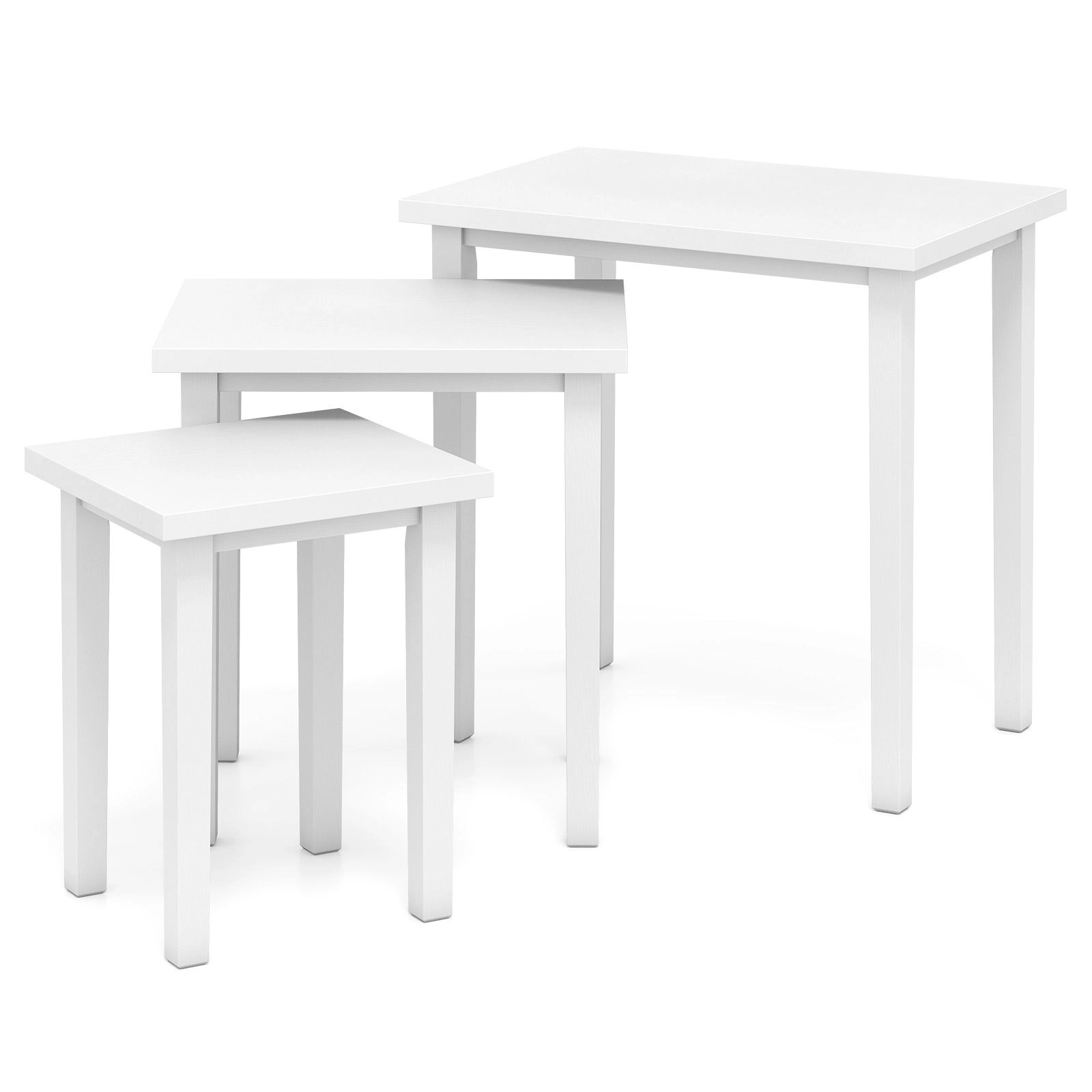 SlickBlue Set of 3 Farmhouse Nesting Tables with Rectangle Wood Tops
