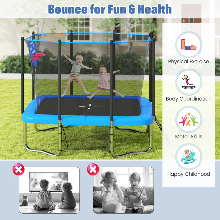Hivvago Rectangle Outdoor Trampoline 10 x 8 FT Heavy-Duty with Basketball Hoop