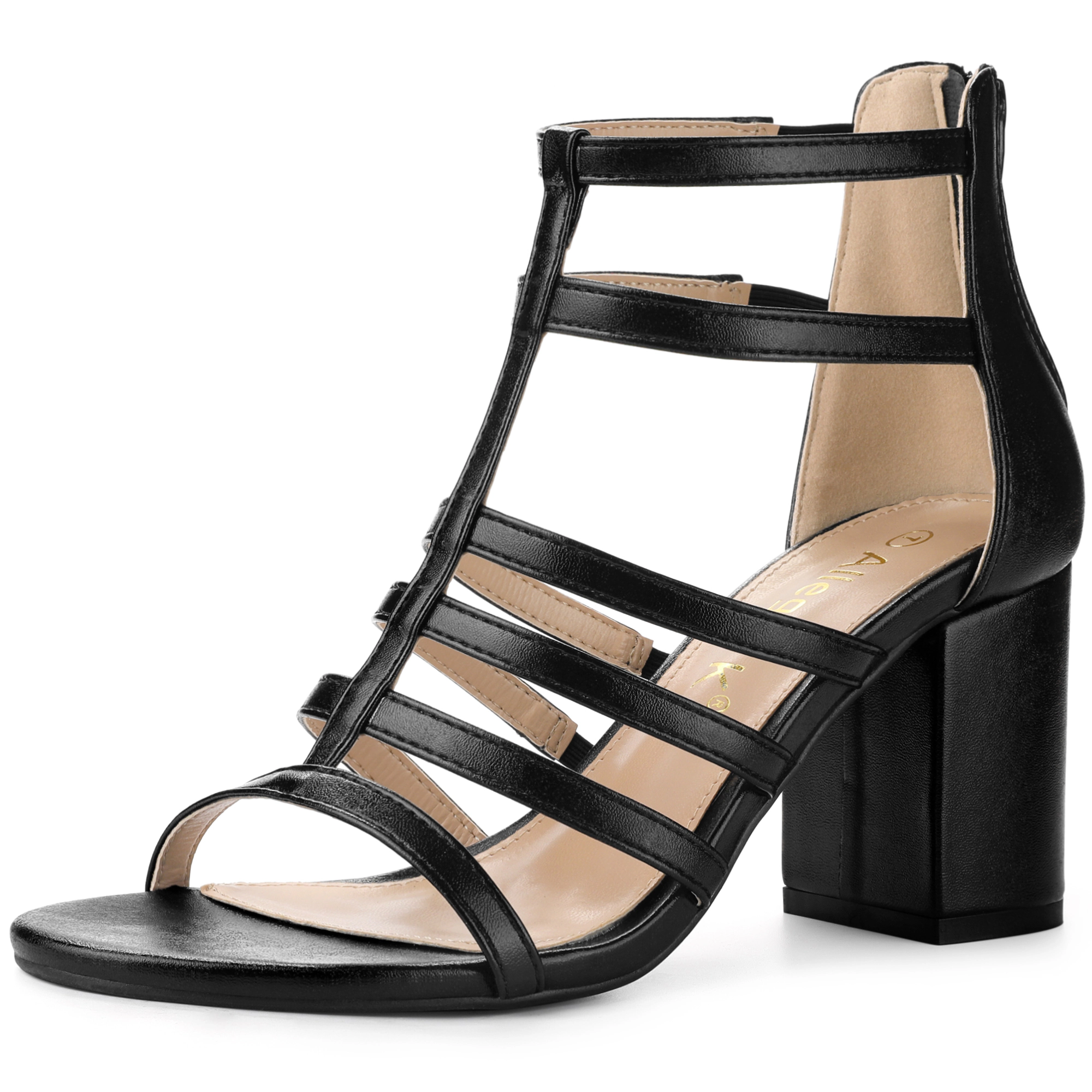 BLISSFUL STEP Women's Chunky Heels Gladiators Sandals