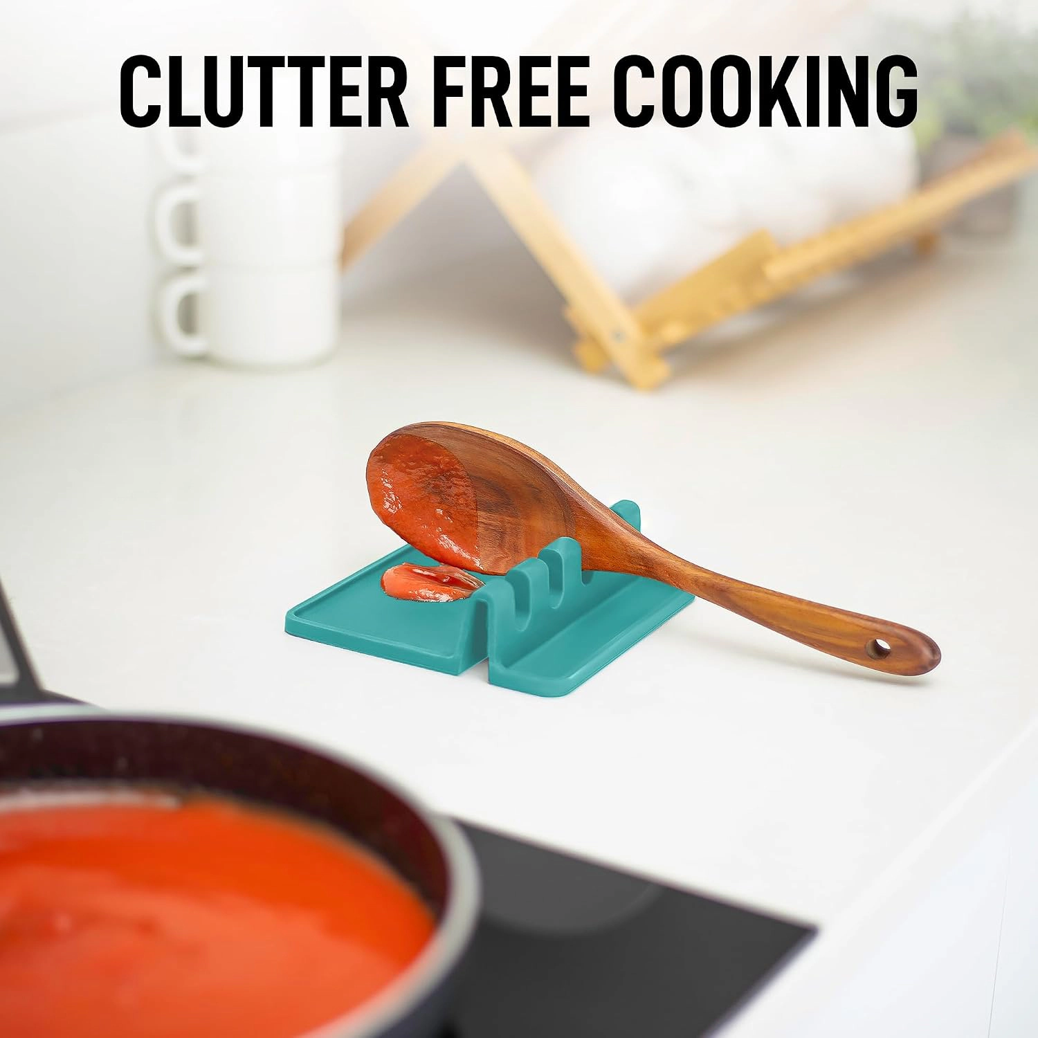 Zulay Kitchen Silicone Utensil Rest with Drip Pad for Multiple Utensils - Heat-Resistant & Spoon Holder Stove Top