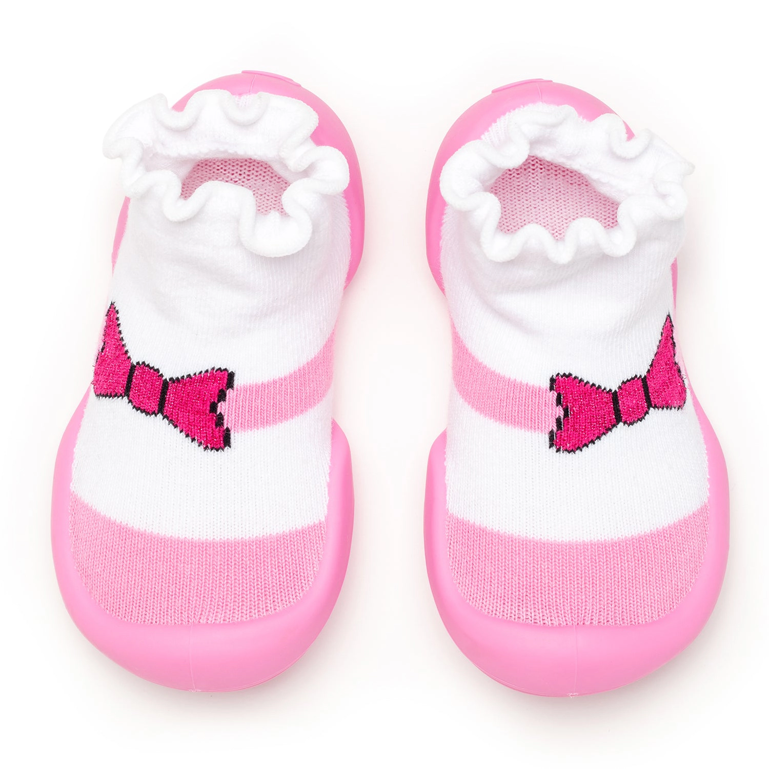 Komuello Toddler Girl First Walk Sock Shoes Mary Jane Bow