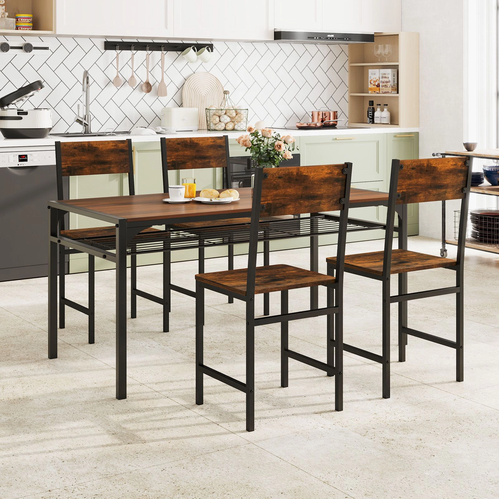 SlickBlue Industrial Dining Chairs Metal Frame Kitchen Chairs Set of 2