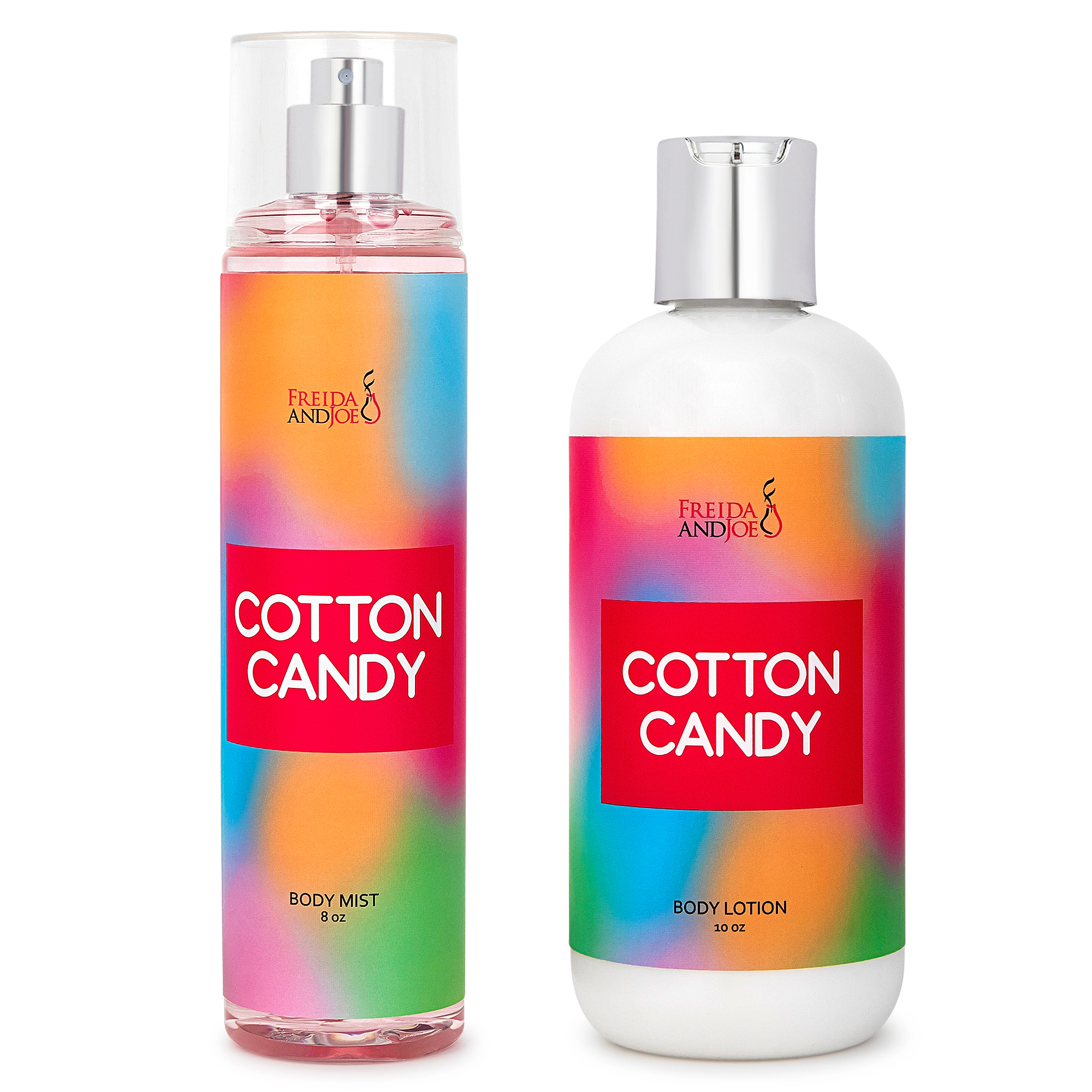 Freida and Joe Womens Cotton Candy 10oz Deep Moisturizing Fragrance Body Lotion & 8 oz.