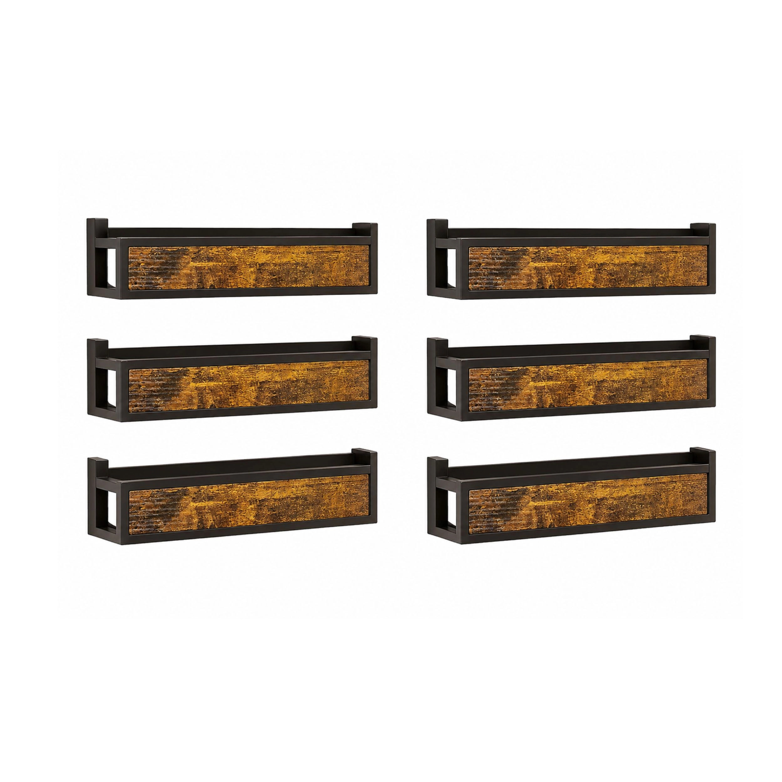 Stock Preferred Pack of 6 Ironwood Wall Mounted Spice Rack Organizer