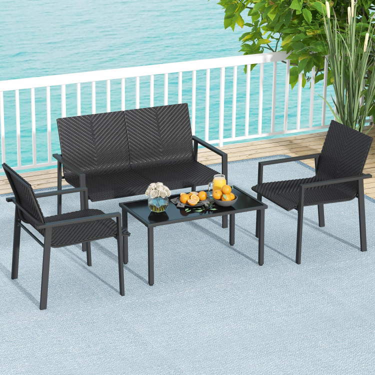 Hivvago 4 Pieces Patio Furniture Set With Heavy Duty Galvanized Metal Frame