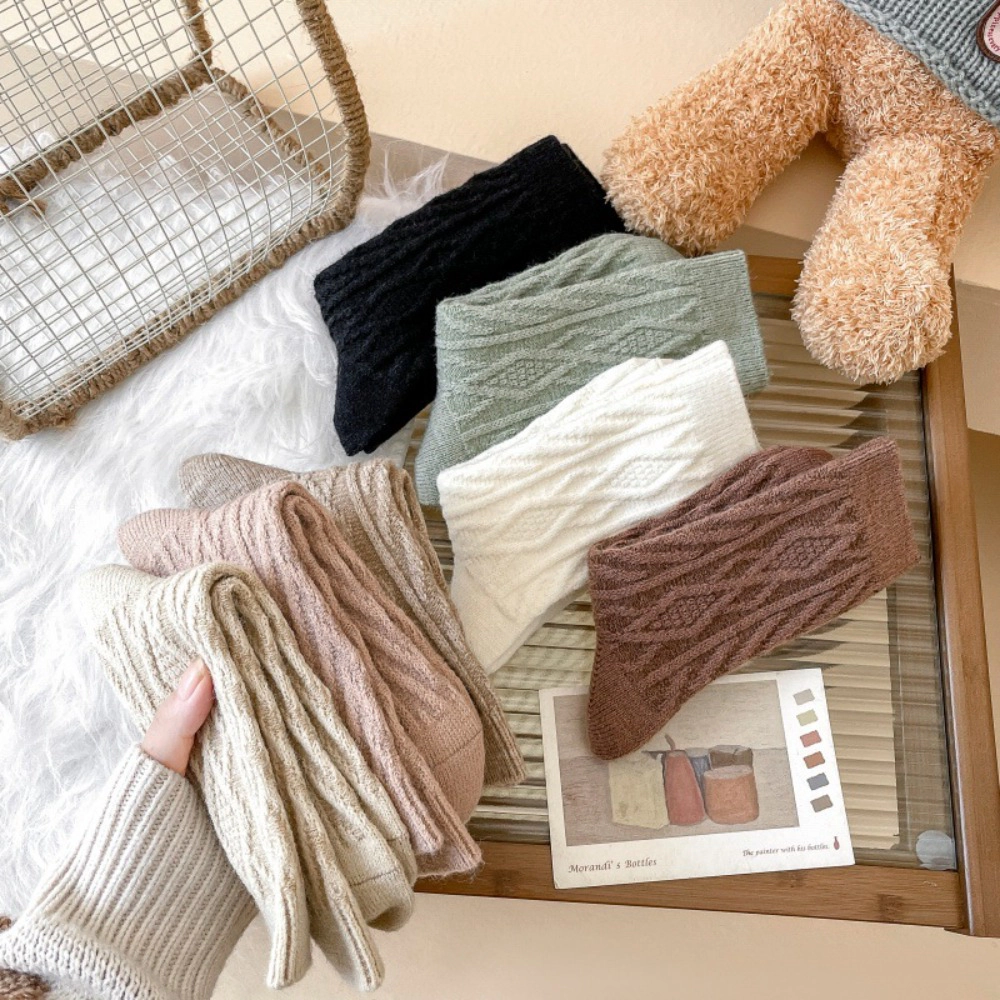 Wardrobe Whimsy 7 Pairs Women Knit Thermal Crew Socks Warm Winter Cozy Socks