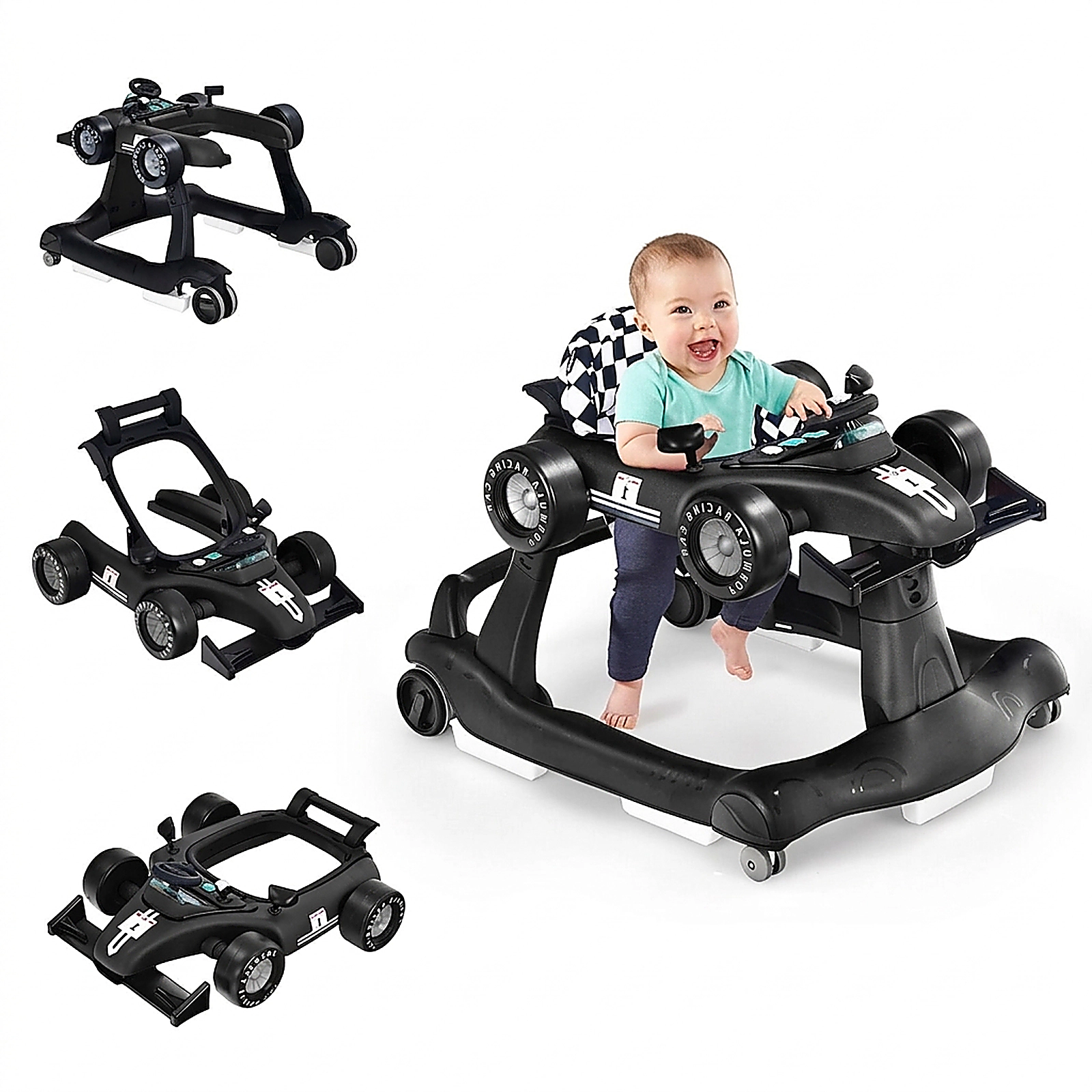 SUGIFT Adjustable Height and Music 4-in-1 Foldable Baby Activity Push Walker