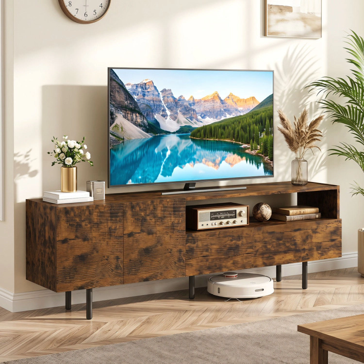 Hivvago Tv Stand For Tvs Up To 70" With Storage Cabinet And Raised Metal Legs