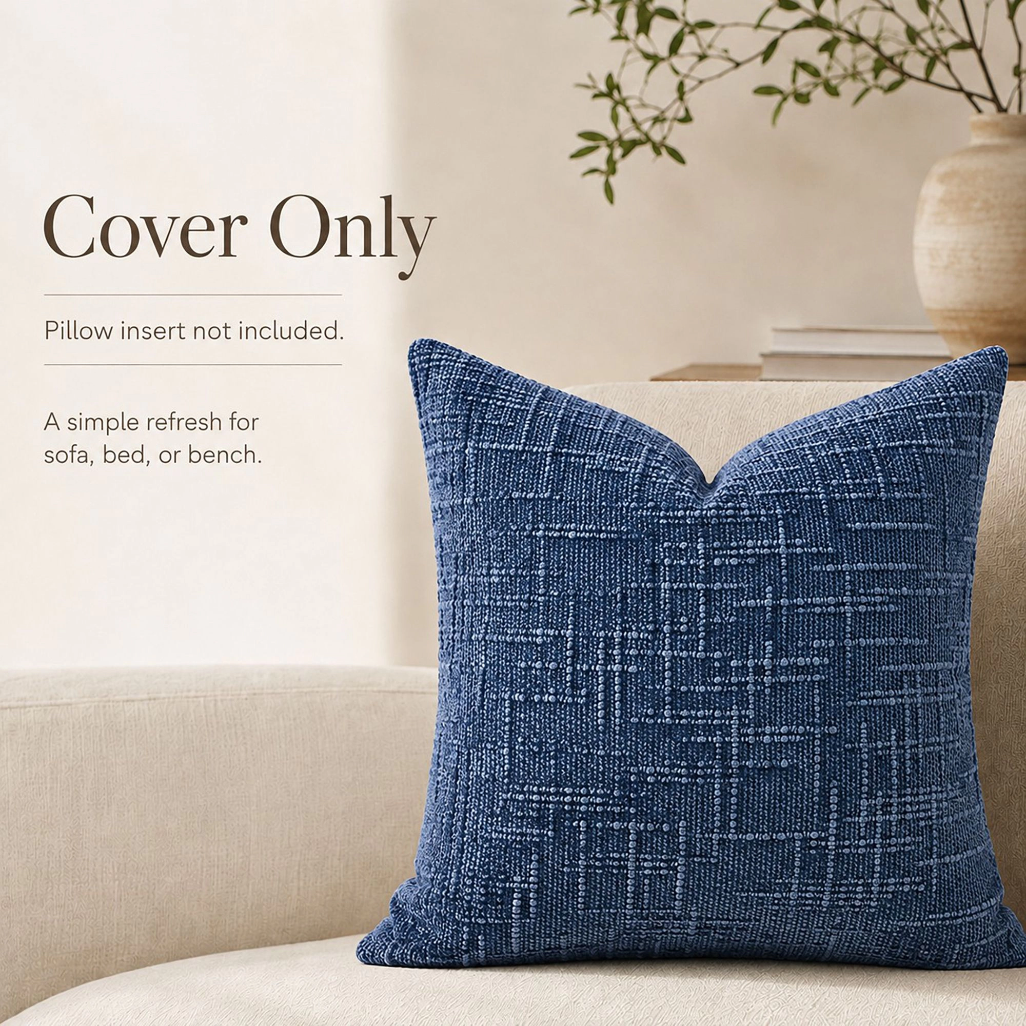 Alilang Unisex Textured Geometric Decorative Throw Pillow Cover Soft Accent Cushion for Sofa Bed